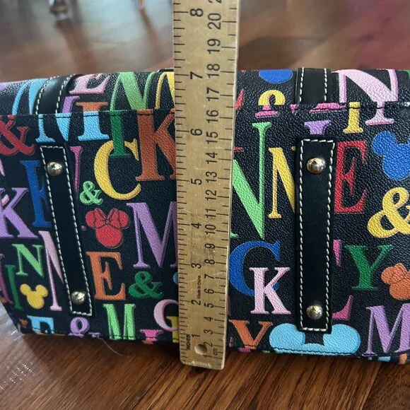 Dooney & Burke Mickey & Minnie Rainbow Names Black Large Bag - Rare Pattern